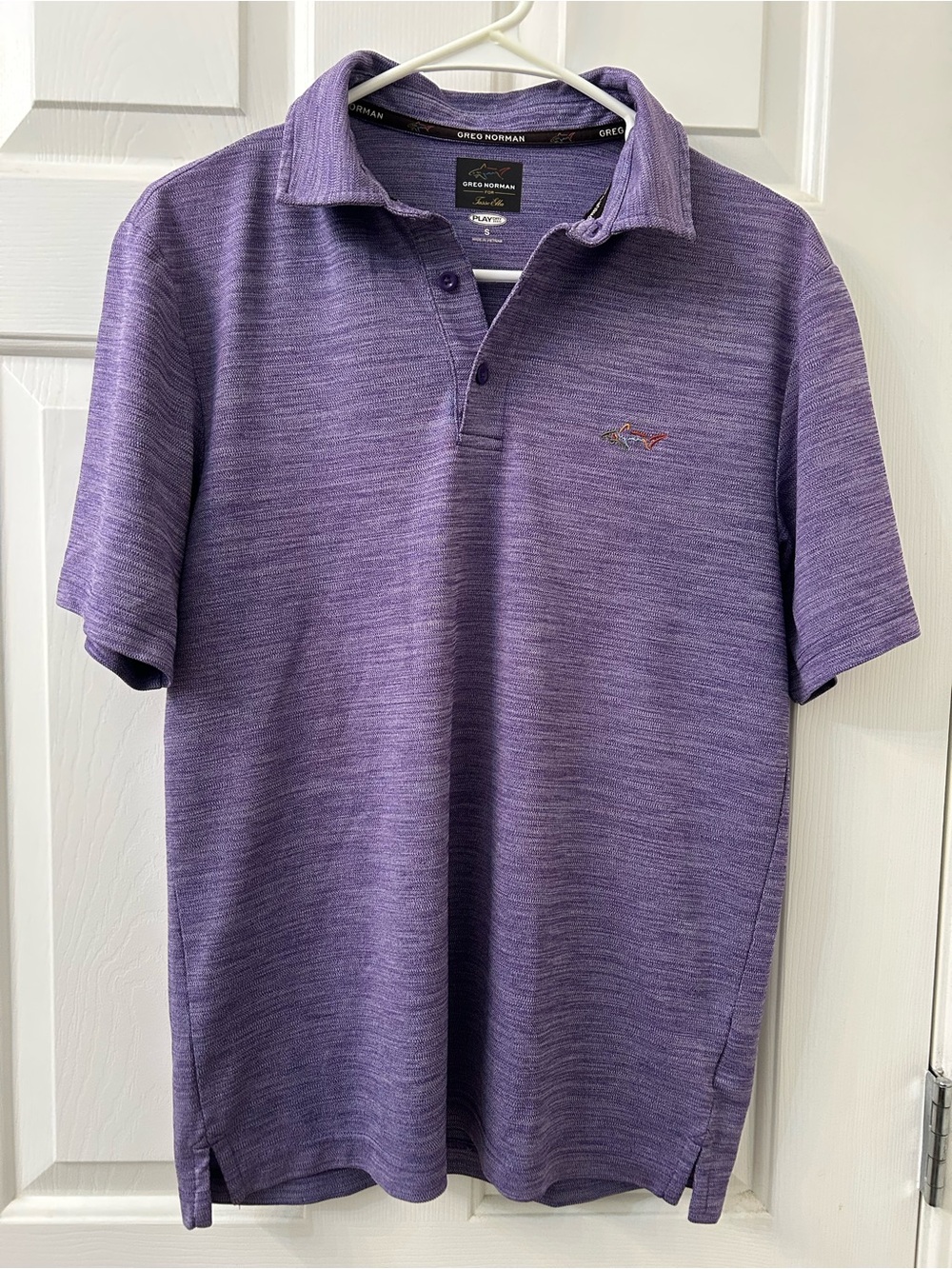 Greg Norman For Tasso Elba Heathered Purple Short-Sleeve Polo